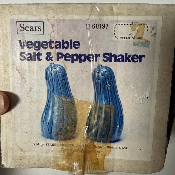 Sears Green Vegetable Salt & Pepper Shaker Set vintage in original box JAPAN - Picture 3 of 3